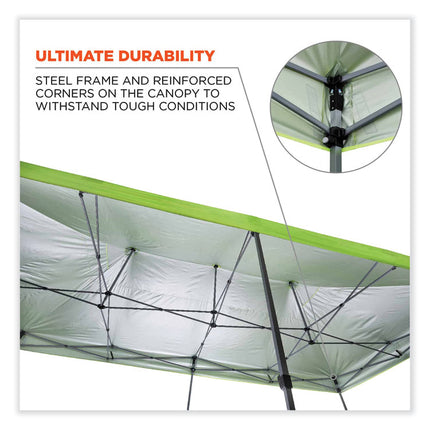 Shax 6015 Heavy-Duty Pop-Up Tent, Single Skin, 10 ft x 20 ft, Polyester/Steel, Lime
