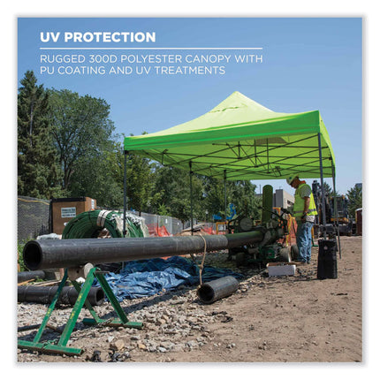 Shax 6015 Heavy-Duty Pop-Up Tent, Single Skin, 10 ft x 20 ft, Polyester/Steel, Lime