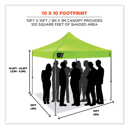 Shax 6051 Heavy-Duty Pop-Up Tent Kit, Single Skin, 10 ft x 10 ft, Polyester/Steel, Lime