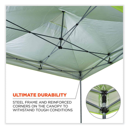 Shax 6051 Heavy-Duty Pop-Up Tent Kit, Single Skin, 10 ft x 10 ft, Polyester/Steel, Lime