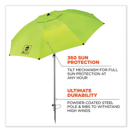 Shax 6100 Lightweight Work Umbrella, 90" Span, 92.4" Long, Lime Canopy
