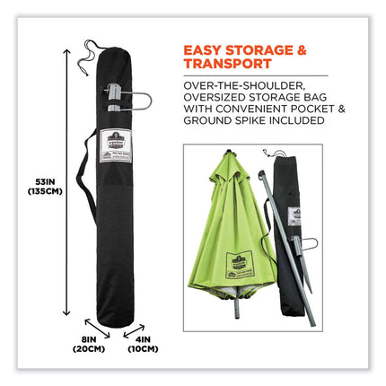 Shax 6100 Lightweight Work Umbrella, 90" Span, 92.4" Long, Lime Canopy