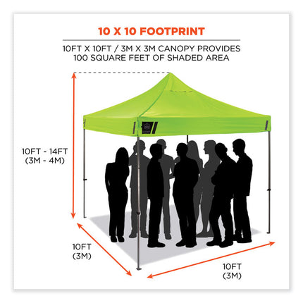 Shax 6053 Enclosed Pop-Up Tent Kit, Single Skin, 10 ft x 10 ft, Polyester/Steel, Lime