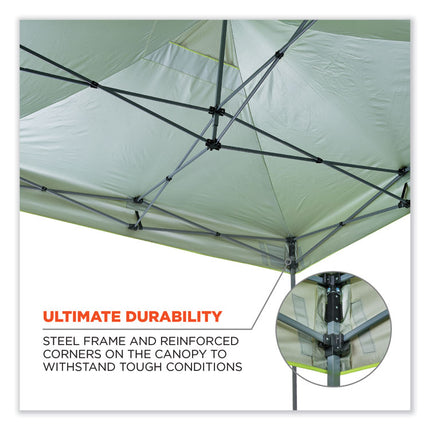 Shax 6053 Enclosed Pop-Up Tent Kit, Single Skin, 10 ft x 10 ft, Polyester/Steel, Lime