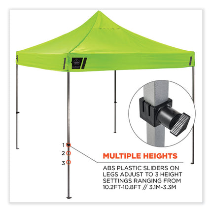 Shax 6053 Enclosed Pop-Up Tent Kit, Single Skin, 10 ft x 10 ft, Polyester/Steel, Lime