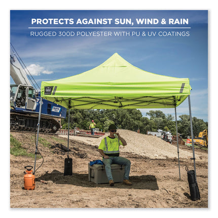 Shax 6053 Enclosed Pop-Up Tent Kit, Single Skin, 10 ft x 10 ft, Polyester/Steel, Lime