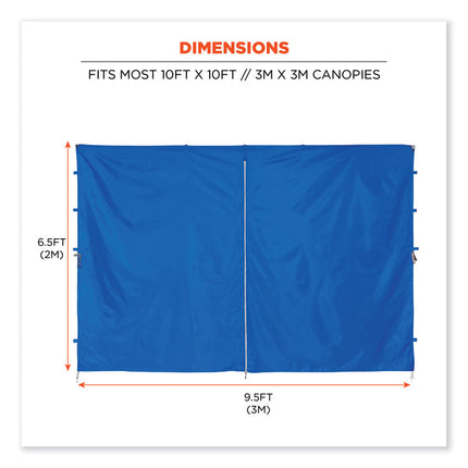 Shax 6096 Pop-Up Tent Sidewall with Zipper, Single Skin, 10 ft x 10 ft, Polyester, Blue