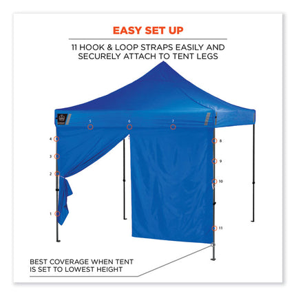 Shax 6096 Pop-Up Tent Sidewall with Zipper, Single Skin, 10 ft x 10 ft, Polyester, Blue
