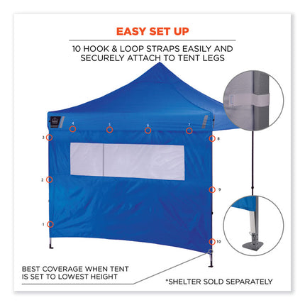 Shax 6092 Pop-Up Tent Sidewall with Mesh Window, Single Skin, 10 ft x 10 ft, Polyester, Blue