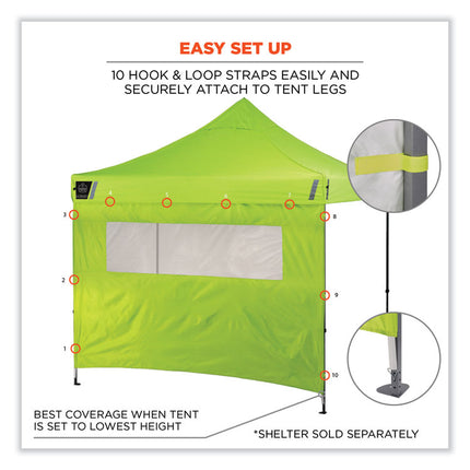 Shax 6092 Pop-Up Tent Sidewall with Mesh Window, Single Skin, 10 ft x 10 ft, Polyester, Lime