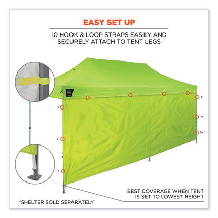 Shax 6097 Pop-Up Tent Sidewall, Single Skin, 10 ft x 10 ft, Polyester, Lime
