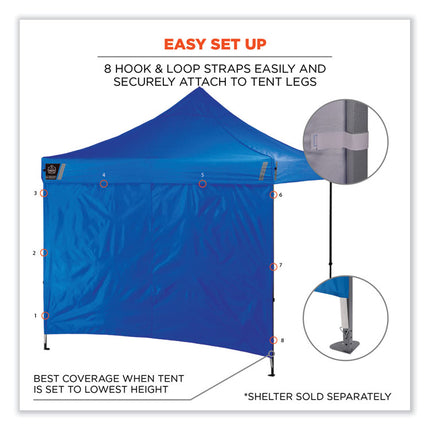Shax 6098 Pop-Up Tent Sidewall, Single Skin, 10 ft x 10 ft, Polyester, Blue