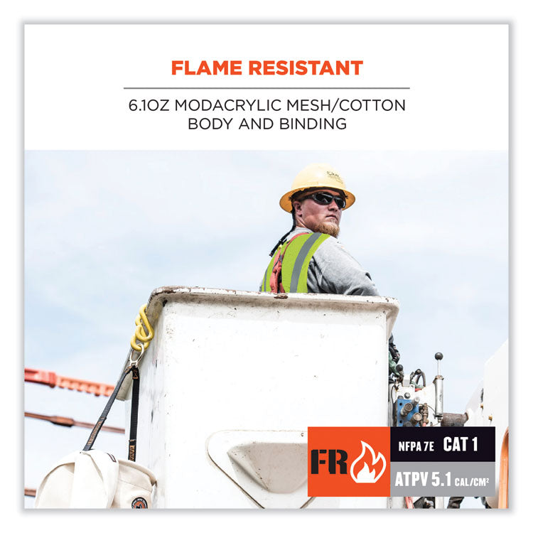 GloWear 8263FRHL Class 2 FR Safety Economy Hook and Loop Vest, Modacrylic Mesh/Cotton, Small/Medium, Lime