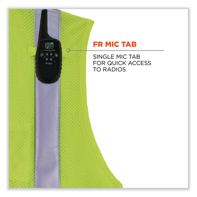 GloWear 8263FRHL Class 2 FR Safety Economy Hook and Loop Vest, Modacrylic Mesh/Cotton, Small/Medium, Lime