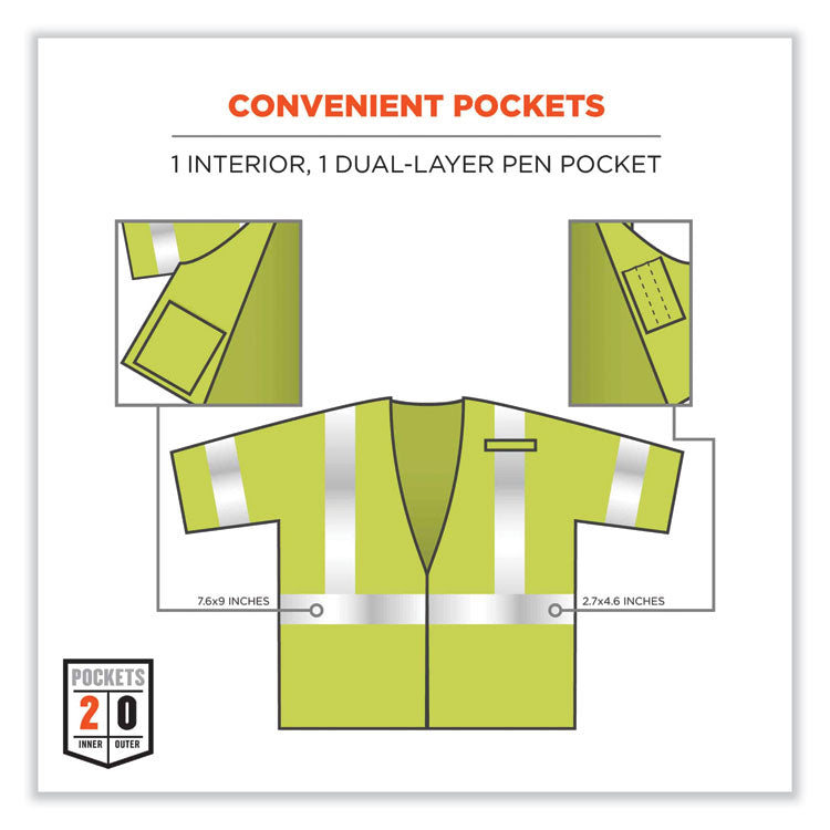 GloWear 8356FRHL Class 3 FR Hook and Loop Safety Vest with Sleeves, Modacrylic, 4X-Large/5X-Large, Lime