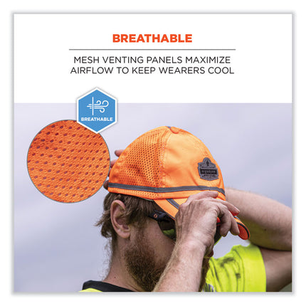 GloWear 8930 Hi-Vis Baseball Cap, Polyester, One Size Fits Most, Orange