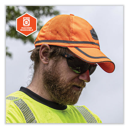 GloWear 8930 Hi-Vis Baseball Cap, Polyester, One Size Fits Most, Orange