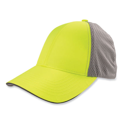 GloWear 8931 Reflective Stretch-Fit Hat, Cotton/Polyester, Small/Medium, Hi-Vis Lime