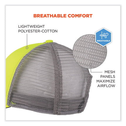 GloWear 8933 Reflective Snapback Hat, Cotton/Polyester, Ergodyne Logo, One Size Fits Most, Hi-Vis Lime