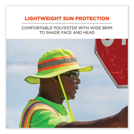 GloWear 8935 Hi-Vis Ranger Sun Hat, Polyester, Small/Medium, Lime