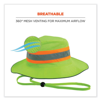 GloWear 8935 Hi-Vis Ranger Sun Hat, Polyester, Small/Medium, Lime