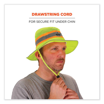 GloWear 8935 Hi-Vis Ranger Sun Hat, Polyester, Small/Medium, Lime