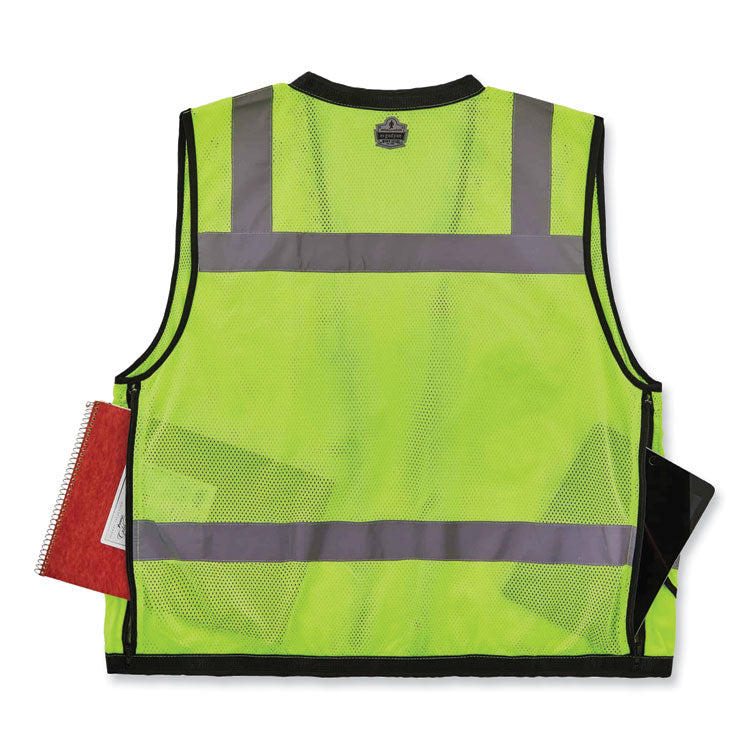 GloWear 8253HDZ Class 2 Heavy-Duty Mesh Surveyors Vest, Polyester, Large/X-Large, Lime