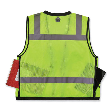 GloWear 8253HDZ Class 2 Heavy-Duty Mesh Surveyors Vest, Polyester, 4X-Large/5X-Large, Lime