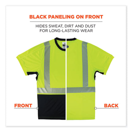 GloWear 8283BK Class 2 Lightweight Performance Hi-Vis T-Shirt, Polyester, Large, Lime