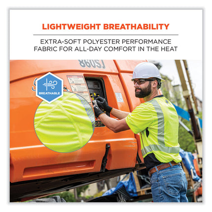 GloWear 8283BK Class 2 Lightweight Performance Hi-Vis T-Shirt, Polyester, 3X-Large, Lime