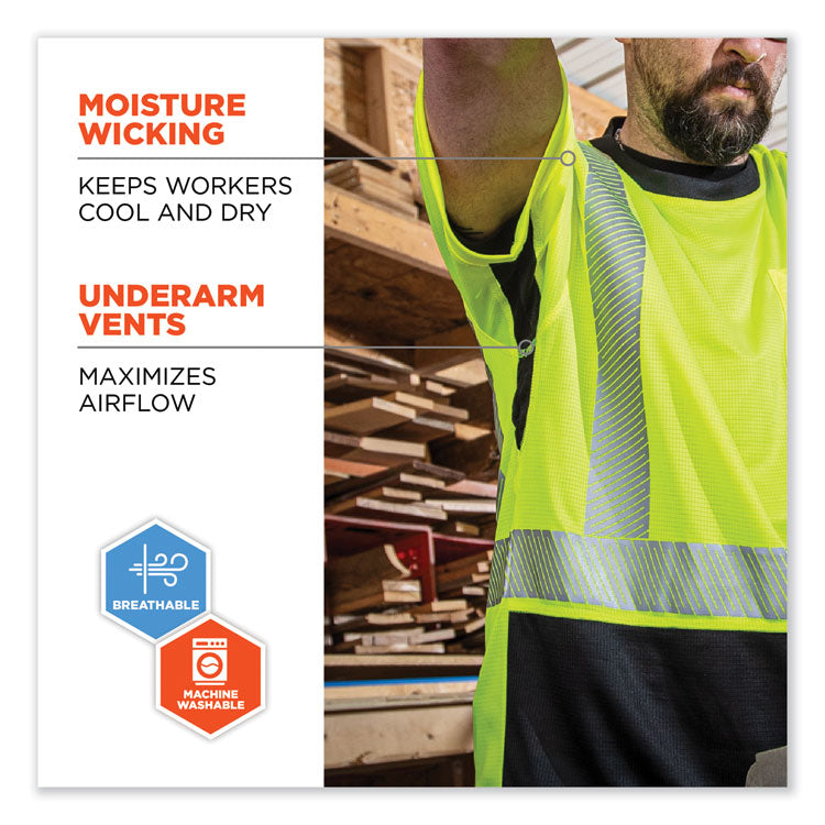 GloWear 8283BK Class 2 Lightweight Performance Hi-Vis T-Shirt, Polyester, 3X-Large, Lime
