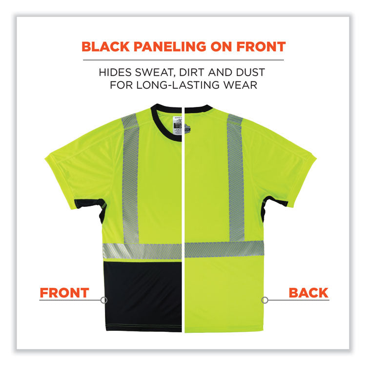 GloWear 8283BK Class 2 Lightweight Performance Hi-Vis T-Shirt, Polyester, 3X-Large, Lime