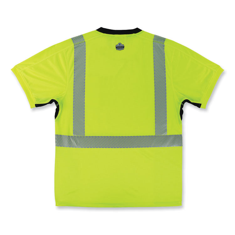 GloWear 8283BK Class 2 Lightweight Performance Hi-Vis T-Shirt, Polyester, 4X-Large, Lime