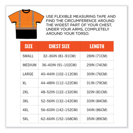 GloWear 8283BK Class 2 Lightweight Performance Hi-Vis T-Shirt, Polyester, X-Large, Orange