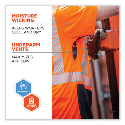 GloWear 8283BK Class 2 Lightweight Performance Hi-Vis T-Shirt, Polyester, 3X-Large, Orange