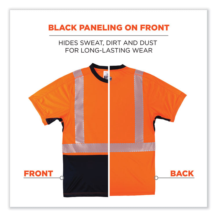 GloWear 8283BK Class 2 Lightweight Performance Hi-Vis T-Shirt, Polyester, 3X-Large, Orange