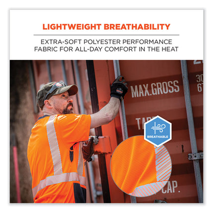 GloWear 8283BK Class 2 Lightweight Performance Hi-Vis T-Shirt, Polyester, 4X-Large, Orange