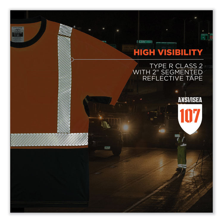 GloWear 8283BK Class 2 Lightweight Performance Hi-Vis T-Shirt, Polyester, 4X-Large, Orange