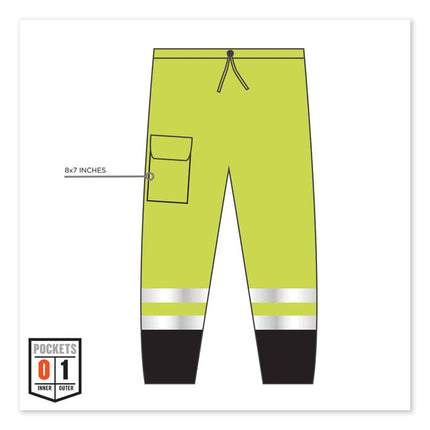 GloWear 8910BK Class E Hi-Vis Pants with Black Bottom, Polyester, Small/Medium, Lime