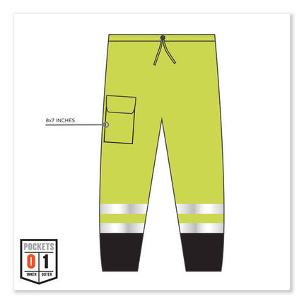GloWear 8910BK Class E Hi-Vis Pants with Black Bottom, Polyester, 2X-Large/3X-Large, Lime