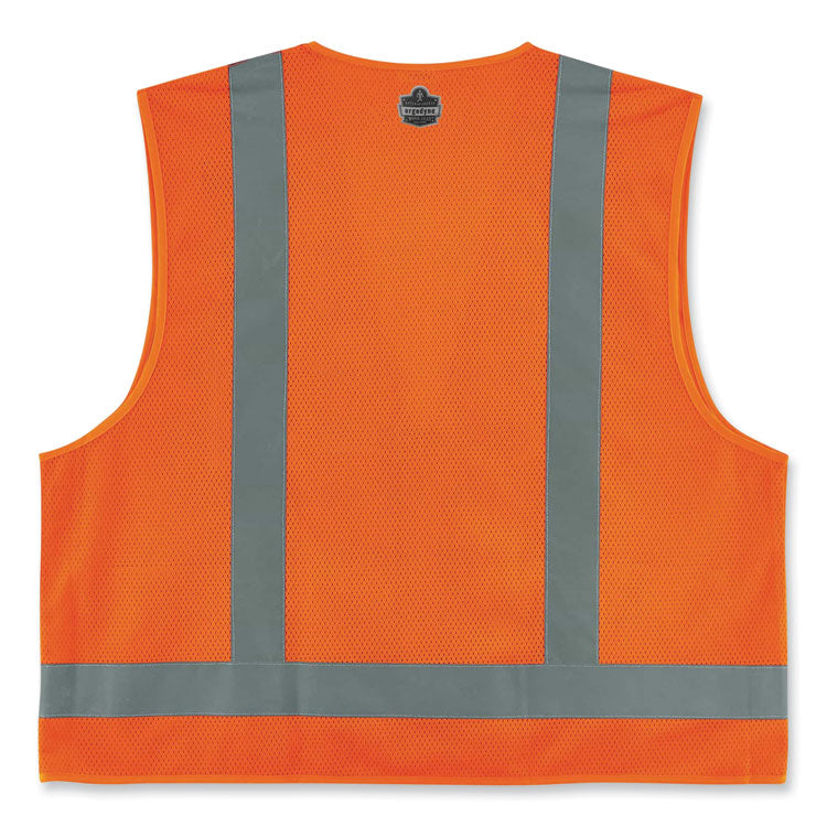 GloWear 8249Z Class 2 Economy Surveyors Zipper Vest, Polyester, X-Small, Orange