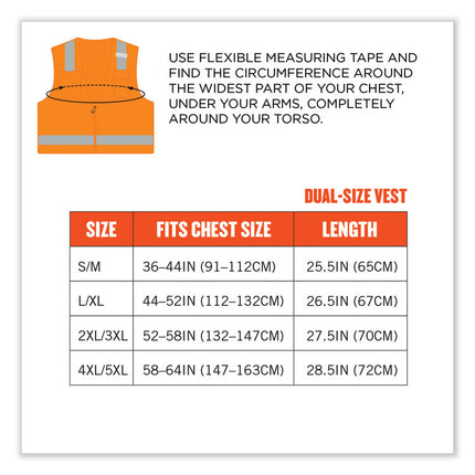 GloWear 8249Z Class 2 Economy Surveyors Zipper Vest, Polyester, Small/Medium, Orange