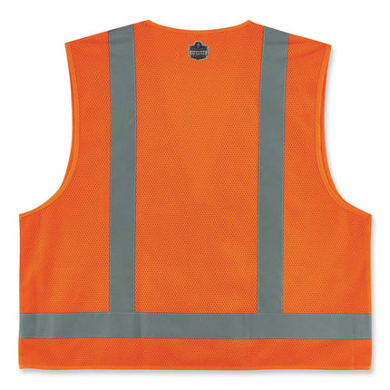 GloWear 8249Z Class 2 Economy Surveyors Zipper Vest, Polyester, 4X-Large/5X-Large, Orange