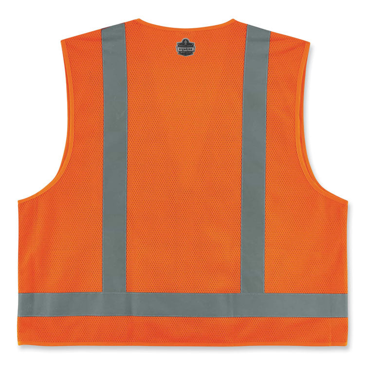 GloWear 8249Z Class 2 Economy Surveyors Zipper Vest, Polyester, 4X-Large/5X-Large, Orange