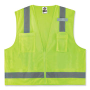 GloWear 8249Z Class 2 Economy Surveyors Zipper Vest, Polyester, 2X-Large/3X-Large, Lime