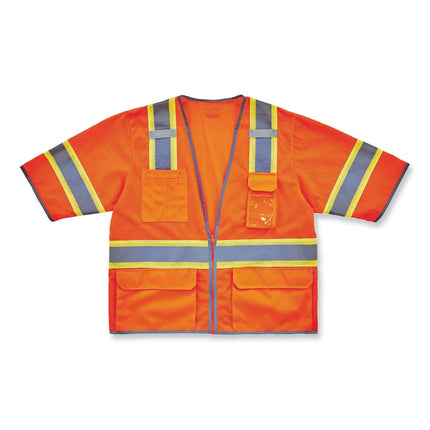 GloWear 8346Z Class 3 Two-Tone Hi-Vis Surveyor Zipper Vest, Small/Medium, Orange