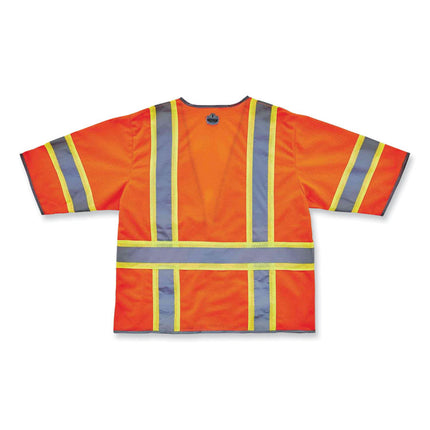 GloWear 8346Z Class 3 Two-Tone Hi-Vis Surveyor Zipper Vest, Large/X-Large, Orange
