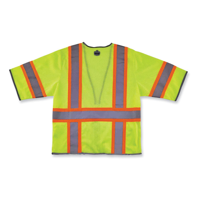 GloWear 8346Z Class 3 Two-Tone Hi-Vis Surveyor Zipper Vest, 4X-Large/5X-Large, Lime