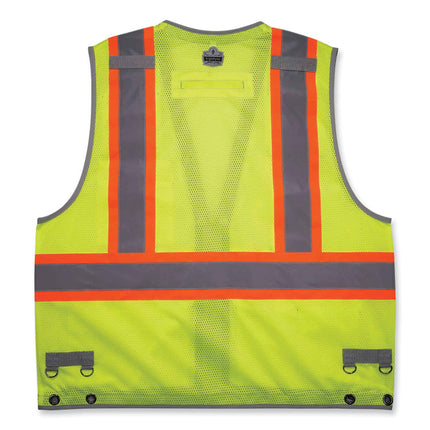 GloWear 8231TV Class 2 Hi-Vis Tool Tethering Safety Vest, Polyester, Small/Medium, Lime