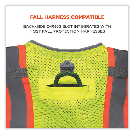GloWear 8231TV Class 2 Hi-Vis Tool Tethering Safety Vest, Polyester, Large/X-Large, Lime